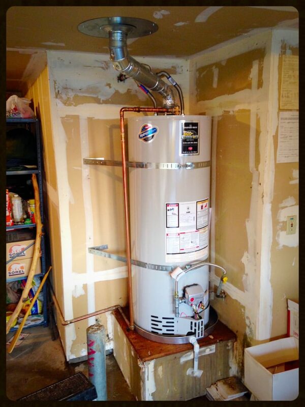 Bradford White 40 gallon water heater after a leak repair in Dublin, CA